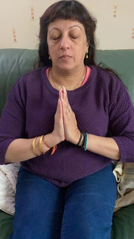Image shows Focus service user who takes part in the VI yoga classes.